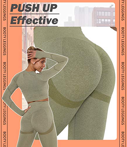 KIWI RATA Leggins Deportivos Mujer Push up Mallas Pantalones Cintura Alta Yoga Leggings Pantalón Moda Sin Costuras para Fitness Running Deporte Elásticos y Transpirables (Verde, S) KIWI RATA Leggins Deportivos Mujer Push up Mallas Pantalones Cintura Alta Yoga Leggings Pantalón Moda Sin Costuras para Fitness Running Deporte Elásticos y Transpirables (Verde, S)