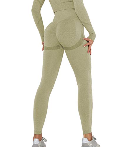 KIWI RATA Leggins Deportivos Mujer Push up Mallas Pantalones Cintura Alta Yoga Leggings Pantalón Moda Sin Costuras para Fitness Running Deporte Elásticos y Transpirables (Verde, S)