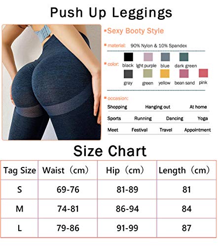 KIWI RATA Leggins Deportivos Mujer Push up Mallas Pantalones Cintura Alta Yoga Leggings Pantalón Moda Sin Costuras para Fitness Running Deporte Elásticos y Transpirables (Negro, M)