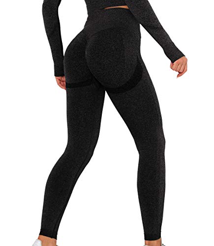 KIWI RATA Leggins Deportivos Mujer Push up Mallas Pantalones Cintura Alta Yoga Leggings Pantalón Moda Sin Costuras para Fitness Running Deporte Elásticos y Transpirables (Negro, M)