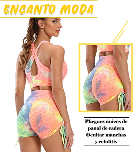 KIWI RATA Mallas Cortas Push Up Mujer Pantalones Cortos Deportivos Cintura Alta Yoga Leggings Pantalón de Verano Fitness Leggins Shorts Running Elásticos Cómodo y Transpirable