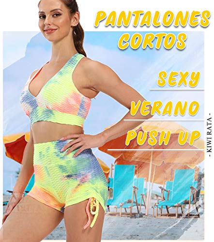 KIWI RATA Mallas Cortas Push Up Mujer Pantalones Cortos Deportivos Cintura Alta Yoga Leggings Pantalón de Verano Fitness Leggins Shorts Running Elásticos Cómodo y Transpirable KIWI RATA Mallas Cortas Push Up Mujer Pantalones Cortos Deportivos Cintura Alta Yoga Leggings Pantalón de Verano Fitness Leggins Shorts Running Elásticos Cómodo y Transpirable