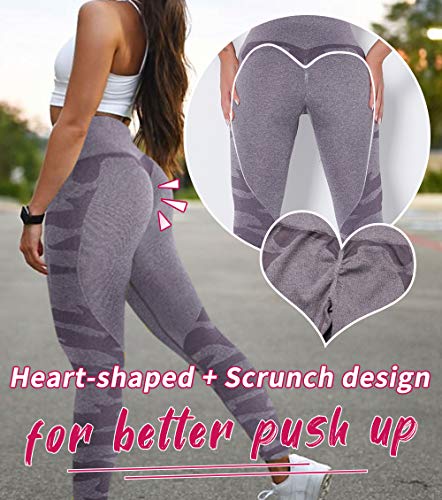 KIWI RATA Mallas Push Up Mujer Deporte Leggings Camuflaje sin Costuras Yoga Leggins de Cintura Alta Pantalones Deportivos Running Fitness de Corazón Caderas