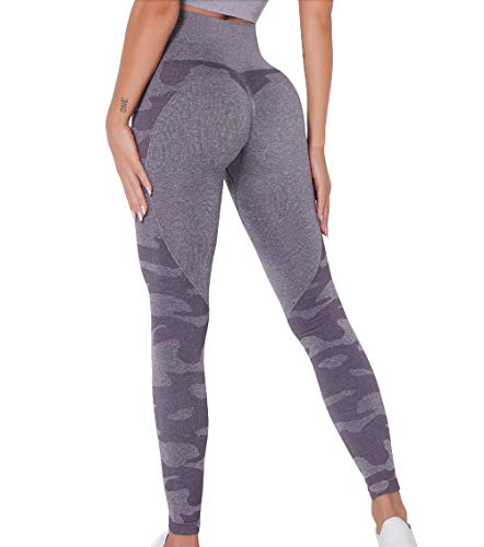 KIWI RATA Mallas Push Up Mujer Deporte Leggings Camuflaje sin Costuras Yoga Leggins de Cintura Alta Pantalones Deportivos Running Fitness de Corazón Caderas