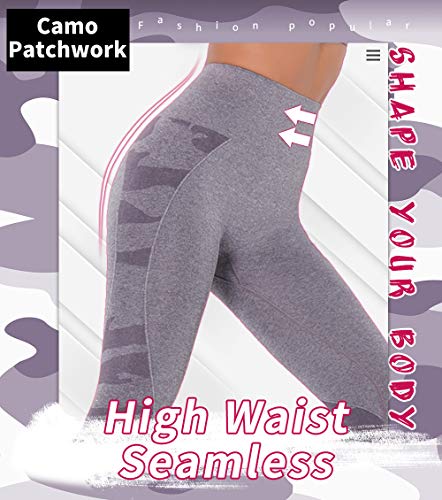 KIWI RATA Mallas Push Up Mujer Deporte Leggings Camuflaje sin Costuras Yoga Leggins de Cintura Alta Pantalones Deportivos Running Fitness de Corazón Caderas