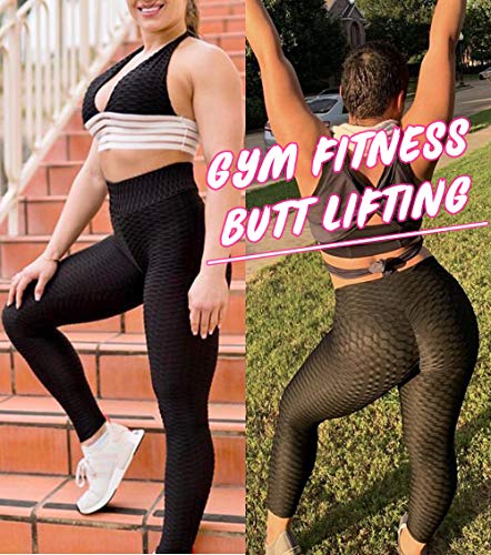 KIWI RATA Mallas Push up Mujer Leggins Deportivos Yoga Leggings de Cintura Alta Pantalones Deporte para Fitness Running Elásticos y Transpirables (Negro, S)