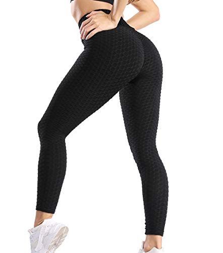 KIWI RATA Mallas Push up Mujer Leggins Deportivos Yoga Leggings de Cintura Alta Pantalones Deporte para Fitness Running Elásticos y Transpirables (Negro, S)