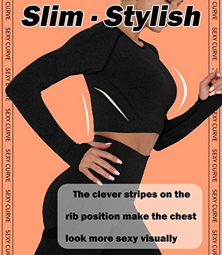 KIWI RATA Yoga Camiseta Deportiva Mujer Manga Larga sin Costuras Crop Top Deporte para Fitness Running Gimnasio Elásticos y Transpirables KIWI RATA Yoga Camiseta Deportiva Mujer Manga Larga sin Costuras Crop Top Deporte para Fitness Running Gimnasio Elásticos y Transpirables