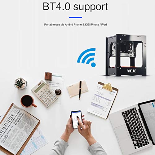 KKmoon 3000mW Máquina de Grabado Lá ser,Mini Máquina de Grabado Inteligente AI,Mini Máquina de Grabado Inalámbrica de 450nm,BT 4.0, DK-BL,para Conexión iOS/Android