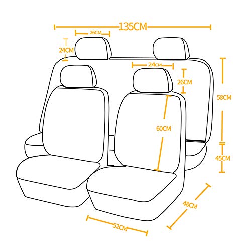 KKmoon 9pcs Fundas Asientos Coche Universales para Delanteros y Traseros,Cubierta Asientos Transpirables | Cubreasientos Coches （Gris）