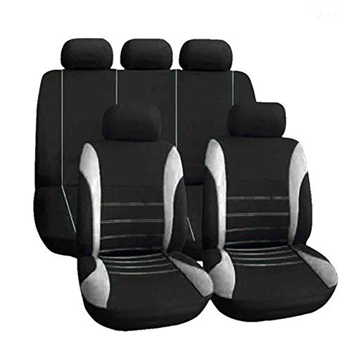 KKmoon 9pcs Fundas Asientos Coche Universales para Delanteros y Traseros,Cubierta Asientos Transpirables | Cubreasientos Coches （Gris）