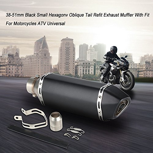 KKmoon Silenciador de Tubo de Escape 38-51mm Small Hexagon Cola Oblicua Style para Moto ATV Universal KKmoon Silenciador de Tubo de Escape 38-51mm Small Hexagon Cola Oblicua Style para Moto ATV Universal