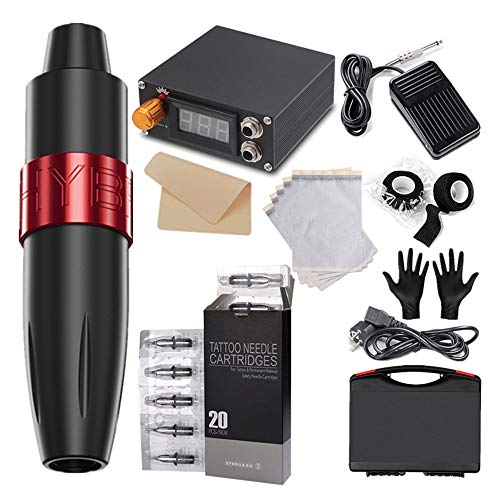 KKTECT Pluma giratoria del tatuaje Potente motor japonés silencioso, estable a velocidad Kit completo de máquina de tatuaje Pluma de tatuaje profesional Todos los accesorios para tatuadores