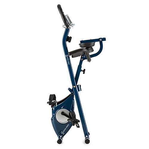 Klar FIT Klarfit Azura [CF/Pro] X-Bike - Bicicleta Fija, Bicicleta estática, medidor de Pulso, Peso a rotar de 3 kg, Opcional: Respaldo y Soporte Lateral, Asiento ergonómico, máx. 100kg, Azul