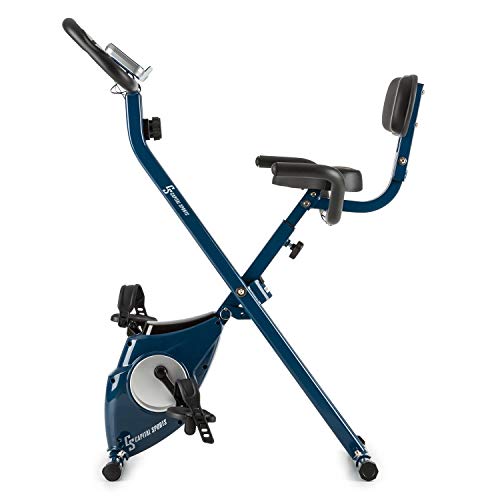 Klar FIT Klarfit Azura [CF/Pro] X-Bike - Bicicleta Fija, Bicicleta estática, medidor de Pulso, Peso a rotar de 3 kg, Opcional: Respaldo y Soporte Lateral, Asiento ergonómico, máx. 100kg, Azul