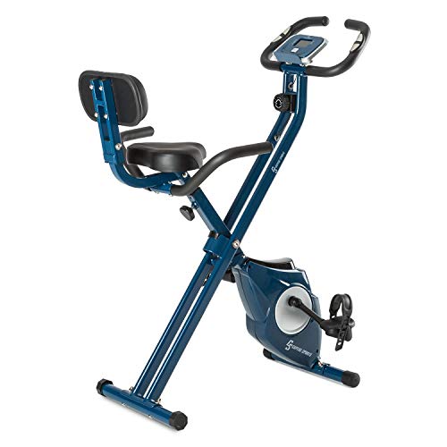 Klar FIT Klarfit Azura [CF/Pro] X-Bike - Bicicleta Fija, Bicicleta estática, medidor de Pulso, Peso a rotar de 3 kg, Opcional: Respaldo y Soporte Lateral, Asiento ergonómico, máx. 100kg, Azul