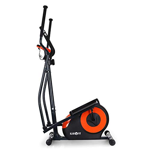 KLAR FIT Klarfit Ellifit FX 250 - Bicicleta de Cardio elíptica, 8 resistencias, Ordenador de Entrenamiento, Pulsómetro, Soportes Antideslizantes, hasta 110 kg, Set de Montaje, Naranja Oscuro