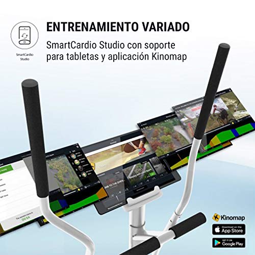 KLAR FIT Klarfit Myon Cross - Bicicleta elíptica, 8 Niveles de Resistencia, Volante de inercia de 12kg, Pantalla LCD, Accionamiento por Correa silencioso, Pulsómetro, Protección para el Suelo, Blanco KLAR FIT Klarfit Myon Cross - Bicicleta elíptica, 8 Niveles de Resistencia, Volante de inercia de 12kg, Pantalla LCD, Accionamiento por Correa silencioso, Pulsómetro, Protección para el Suelo, Blanco