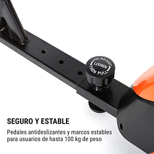 KLAR FIT Relaxbike 6.0 SE Bicicleta reclinada - Bicicleta estática, Volante de inercia de 12 kg, Resistencia magnética de 8 Niveles, Soporte para Tablet, Silencioso, hasta 100 kg, Naranja