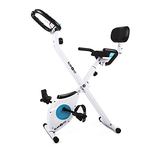 Klarfit Azura - Bicicleta Fija, Bici estática, Ordenador de entrenamiento, Medidor de pulso, 8 niveles de resistencia, Volante de inercia 3 kg, Máx. 100 kg, Respaldo, Reposabrazos, Blanco Klarfit Azura - Bicicleta Fija, Bici estática, Ordenador de entrenamiento, Medidor de pulso, 8 niveles de resistencia, Volante de inercia 3 kg, Máx. 100 kg, Respaldo, Reposabrazos, Blanco