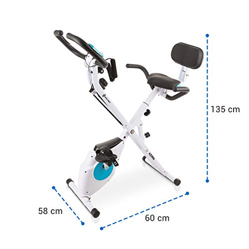 Klarfit Azura Plus Bici estática 3 en 1 - Bicicleta de Fitness, Entrenamiento de Cardio, Tracción por Correa, Pulsómetro, Resistencia magnética de 8 Niveles, Soporte para Tablet, Blanco