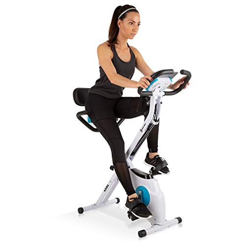 Klarfit Azura Plus Bici estática 3 en 1 - Bicicleta de Fitness, Entrenamiento de Cardio, Tracción por Correa, Pulsómetro, Resistencia magnética de 8 Niveles, Soporte para Tablet, Blanco