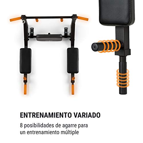 Klarfit Hangman MultiGym Máquina de dominadas y dips Entrenamiento múltiple: Brazos, Hombros, Espalda, Abdomen y piernas Revestimiento agarres de Goma Carga máx.: 200 kg Acero Q235 Negro