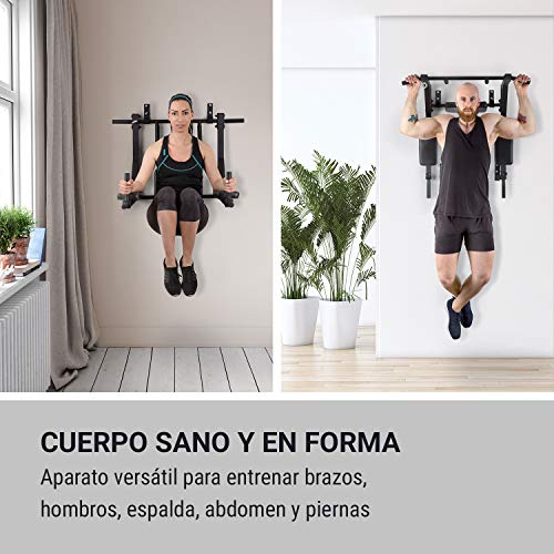 Klarfit Hangman MultiGym Máquina de dominadas y dips Entrenamiento múltiple: Brazos, Hombros, Espalda, Abdomen y piernas Revestimiento agarres de Goma Carga máx.: 200 kg Acero Q235 Negro Klarfit Hangman MultiGym Máquina de dominadas y dips Entrenamiento múltiple: Brazos, Hombros, Espalda, Abdomen y piernas Revestimiento agarres de Goma Carga máx.: 200 kg Acero Q235 Negro