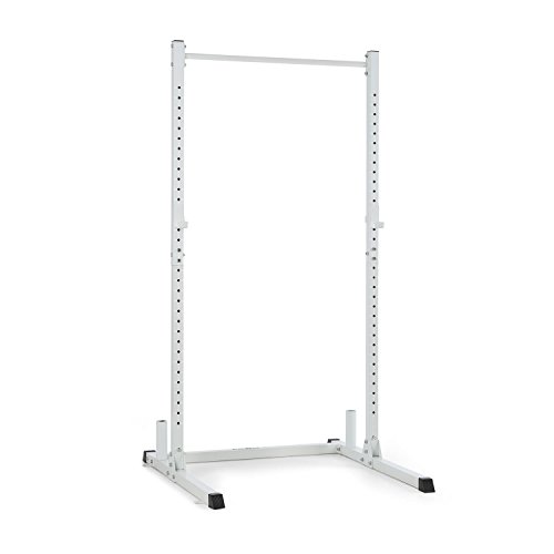 Klarfit HR 1100 - Estación de Pesas, Semijaula, Gimnasio, 2 Ganchos J Ajustables, 32 Posiciones de Altura, Barra de dominadas Fija, Capacidad de Carga Maxima de 150 kg, Blanco Klarfit HR 1100 - Estación de Pesas, Semijaula, Gimnasio, 2 Ganchos J Ajustables, 32 Posiciones de Altura, Barra de dominadas Fija, Capacidad de Carga Maxima de 150 kg, Blanco