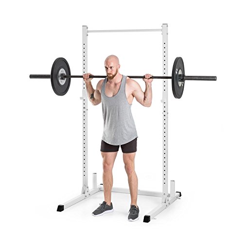 Klarfit HR 1100 - Estación de Pesas, Semijaula, Gimnasio, 2 Ganchos J Ajustables, 32 Posiciones de Altura, Barra de dominadas Fija, Capacidad de Carga Maxima de 150 kg, Blanco Klarfit HR 1100 - Estación de Pesas, Semijaula, Gimnasio, 2 Ganchos J Ajustables, 32 Posiciones de Altura, Barra de dominadas Fija, Capacidad de Carga Maxima de 150 kg, Blanco