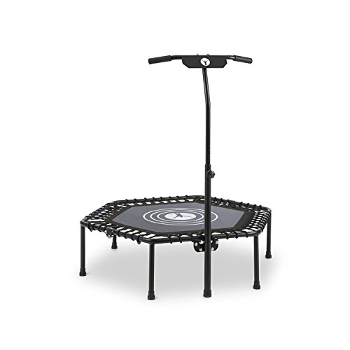 Klarfit Jumpanatic - Cama elástica de Entrenamiento, para Interiores y Exteriores, Superficie de Salto de 84 cm, Agarre a 6 Alturas Regulables: 109-134 cm, Resiste hasta 120 kg, Negro Klarfit Jumpanatic - Cama elástica de Entrenamiento, para Interiores y Exteriores, Superficie de Salto de 84 cm, Agarre a 6 Alturas Regulables: 109-134 cm, Resiste hasta 120 kg, Negro