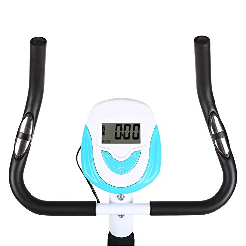 Klarfit Mobi-Fx-250 Bicicleta Fija Bicicleta Estática Bicicleta de Cardio Computadora de Entrenamiento Medidor de Pulso de Mano Integrado Máx. 100Kg de Peso Corporal Blanco-Azul