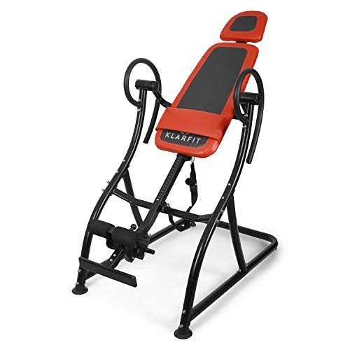 Klarfit Relax Zone Comfort tabla de inversión (150 kg de peso máximo, 20 niveles ajustables, acero y vinilo, correas de nailon, pies antideslizantes, montaje rápido) - rojo negro Klarfit Relax Zone Comfort tabla de inversión (150 kg de peso máximo, 20 niveles ajustables, acero y vinilo, correas de nailon, pies antideslizantes, montaje rápido) - rojo negro