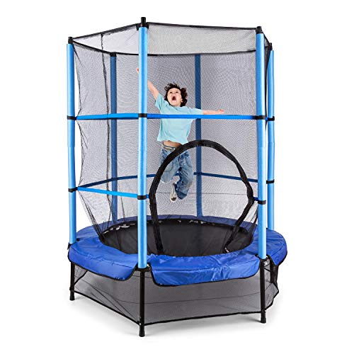 Klarfit Rocketkid - Cama eslástica, Cama elástica Infantil, A Partir de 3 años, 140 cm, Red de Seguridad, Suspensión de Cuerda elástica, Carga máx. 50 kg, Borde Acolchado, Azul Klarfit Rocketkid - Cama eslástica, Cama elástica Infantil, A Partir de 3 años, 140 cm, Red de Seguridad, Suspensión de Cuerda elástica, Carga máx. 50 kg, Borde Acolchado, Azul