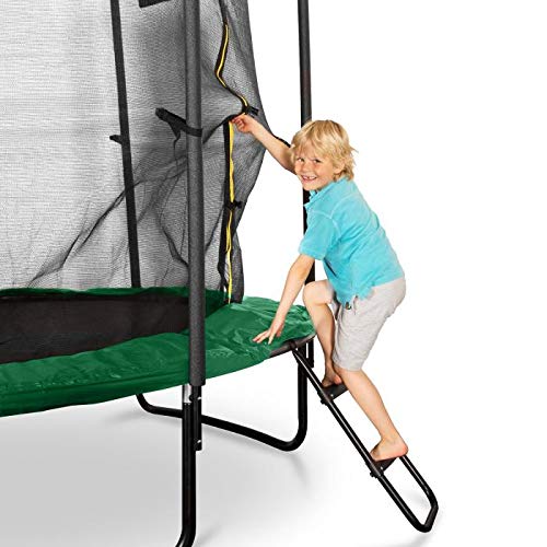 Klarfit Rocketstart 250 Cama elástica trampolin con Red de Seguridad (Superficie Base 250 cm diametro, sujecion 3 Patas Doble, Varillas de sujecion Acolchadas, Lona Resistente a los Rayos UV, Protect