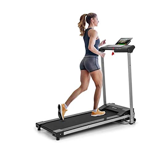 Klarfit Treado Active - Cinta de Correr Plegable, 1,1 PS de Potencia, Entrenamiento Cardio, Velocidad Regulable de 10 km/h, 3 programas de Entrenamiento, Sistema AudioConnect, Altavoces, Negro