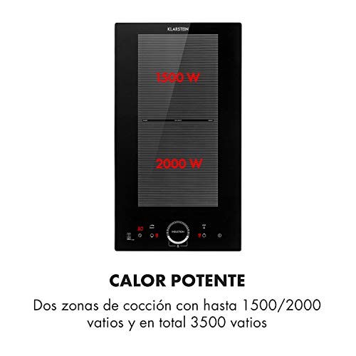 Klarstein Delicatessa Slim Domino – placa de inducción, zona flexible, autárquico, encastrable, reconocimiento de ollas, programable, táctil, vitrocerámica, 3500 W de potencia, 2 zonas, negro Klarstein Delicatessa Slim Domino – placa de inducción, zona flexible, autárquico, encastrable, reconocimiento de ollas, programable, táctil, vitrocerámica, 3500 W de potencia, 2 zonas, negro