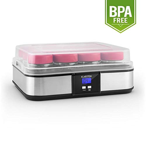 Klarstein Gaia Yogurtera (12 tarros 210 ml, volumen total 2,5 litros, temporizador, pantalla LCD, hasta 12 porciones yogur casero, máquina para preparar yogurt acero inoxidable, libre de BPA, negro Klarstein Gaia Yogurtera (12 tarros 210 ml, volumen total 2,5 litros, temporizador, pantalla LCD, hasta 12 porciones yogur casero, máquina para preparar yogurt acero inoxidable, libre de BPA, negro