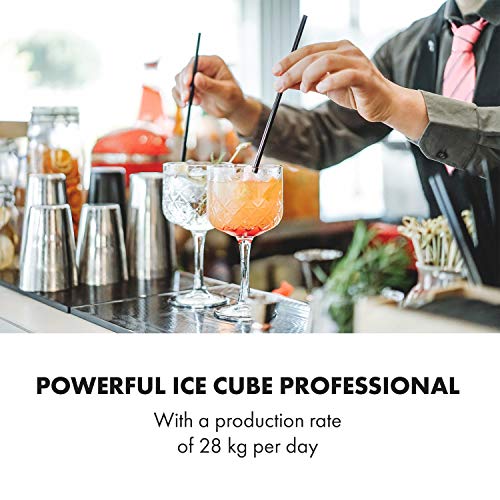 Klarstein Glacial Máquina de cubitos de hielo profesional - Máquina de hielo industrial, 240 W, PowerCuber: producción diaria de 28 kg/día y 32 cubitos por tanda, Forma cúbica, Acero/negro Klarstein Glacial Máquina de cubitos de hielo profesional - Máquina de hielo industrial, 240 W, PowerCuber: producción diaria de 28 kg/día y 32 cubitos por tanda, Forma cúbica, Acero/negro