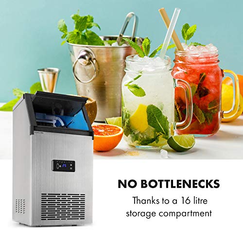 Klarstein Glacial Máquina de cubitos de hielo profesional - Máquina de hielo industrial, 240 W, PowerCuber: producción diaria de 28 kg/día y 32 cubitos por tanda, Forma cúbica, Acero/negro Klarstein Glacial Máquina de cubitos de hielo profesional - Máquina de hielo industrial, 240 W, PowerCuber: producción diaria de 28 kg/día y 32 cubitos por tanda, Forma cúbica, Acero/negro