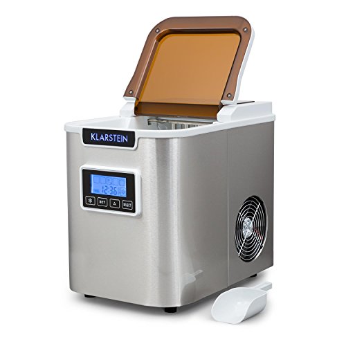 Klarstein Icemeister - Máquina de hacer hielo, Fabricadora de cubitos, 12 kg / 24 h, 150 W, 3 tamaños, Preparación en 10-15 min, Tanque de 1,1 L, Temporizador, Iluminación LED, Blanco