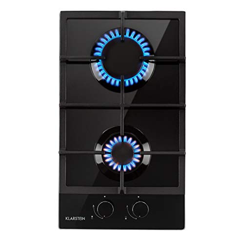 Klarstein Ignito Domino Placa de cocina - 2 fogones, Autárquico, 30 cm, Para montar, Quemador Sabaf, Gas natural/propano, Válvula de seguridad, Apagado automático, Vitrocerámica, Negro Klarstein Ignito Domino Placa de cocina - 2 fogones, Autárquico, 30 cm, Para montar, Quemador Sabaf, Gas natural/propano, Válvula de seguridad, Apagado automático, Vitrocerámica, Negro