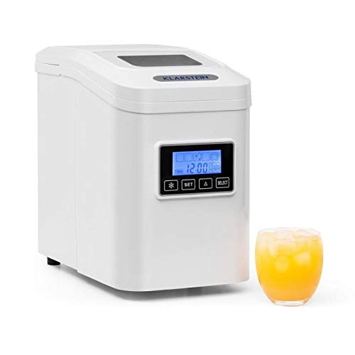 Klarstein Lannister White Edition - Máquina de cubitos de hielo, 10kg /día, 3 tamaños, Tanque 1,1l, Refrigerante R600a, Sistema cíclico, Display con pictogramas, Indicadores luminosos, Blanco Klarstein Lannister White Edition - Máquina de cubitos de hielo, 10kg /día, 3 tamaños, Tanque 1,1l, Refrigerante R600a, Sistema cíclico, Display con pictogramas, Indicadores luminosos, Blanco