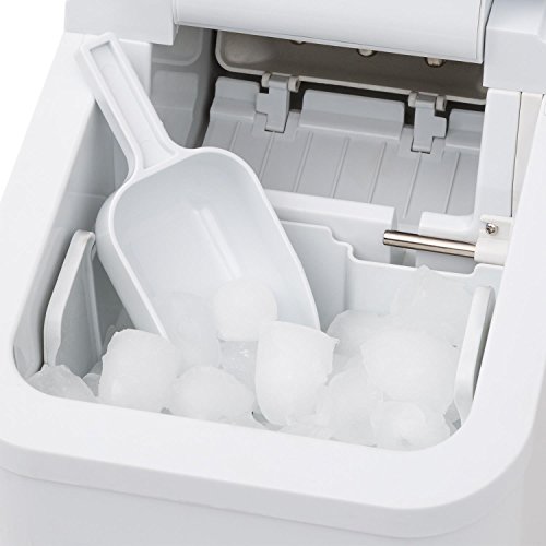 Klarstein Lannister White Edition - Máquina de cubitos de hielo, 10kg /día, 3 tamaños, Tanque 1,1l, Refrigerante R600a, Sistema cíclico, Display con pictogramas, Indicadores luminosos, Blanco