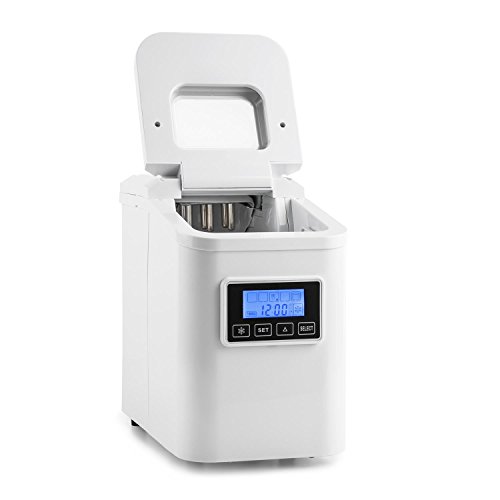 Klarstein Lannister White Edition - Máquina de cubitos de hielo, 10kg /día, 3 tamaños, Tanque 1,1l, Refrigerante R600a, Sistema cíclico, Display con pictogramas, Indicadores luminosos, Blanco Klarstein Lannister White Edition - Máquina de cubitos de hielo, 10kg /día, 3 tamaños, Tanque 1,1l, Refrigerante R600a, Sistema cíclico, Display con pictogramas, Indicadores luminosos, Blanco
