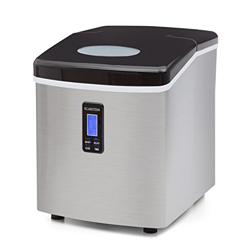 Klarstein Mr. Frost - Máquina de hacer hielo, Tanque de agua 3,3 L, Capacidad de 15 kg, 150 W, 3 tamaños, Preparación en 6-13 min. Aprox, Temporizador, Pantalla LCD, Indicador nivel agua, Negro