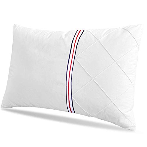 KLAS REMO Almohada Fibra, Almohada de 48x74 cm Almohada con Funda 100% Algodón Almohada Transpirable Firmeza Media/Baja Almohada para Cervical y Cabeza 1 Unidad