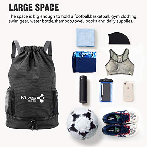 KLAS REMO Mochila Deportiva,Mochila de Deporte Mochila de Gimnasia Mochila de Cuerda Unisex para Playa Gimnasio Viaje Escuela Acampada -Negro KLAS REMO Mochila Deportiva,Mochila de Deporte Mochila de Gimnasia Mochila de Cuerda Unisex para Playa Gimnasio Viaje Escuela Acampada -Negro