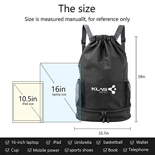 KLAS REMO Mochila Deportiva,Mochila de Deporte Mochila de Gimnasia Mochila de Cuerda Unisex para Playa Gimnasio Viaje Escuela Acampada -Negro KLAS REMO Mochila Deportiva,Mochila de Deporte Mochila de Gimnasia Mochila de Cuerda Unisex para Playa Gimnasio Viaje Escuela Acampada -Negro