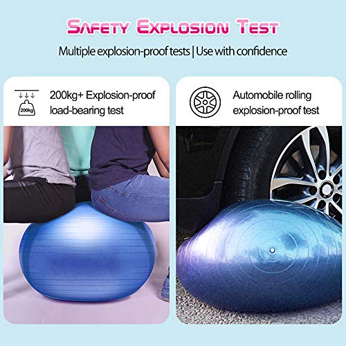 KLAS REMO Pelota de Ejercicio Anti-explosión, Balón de Ejercicio 55cm Pelota de Pilates para Yoga, Equilibrio, Fitness, Embarazo，Entrenamiento con Bomba de Aire Bandas Elasticas Fitness- Azul